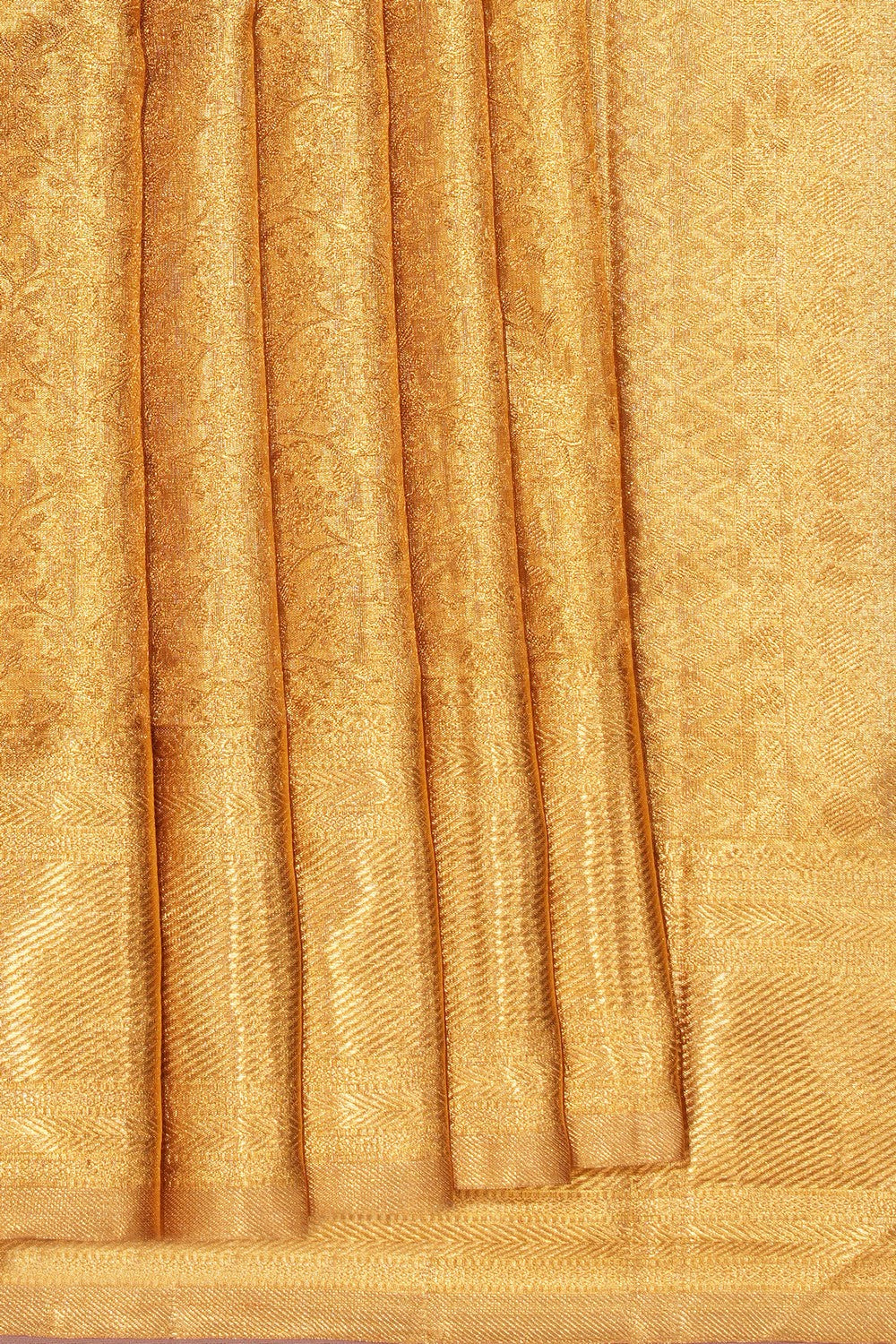 Image of Kanchipuram Silk Brocade Gold Saree